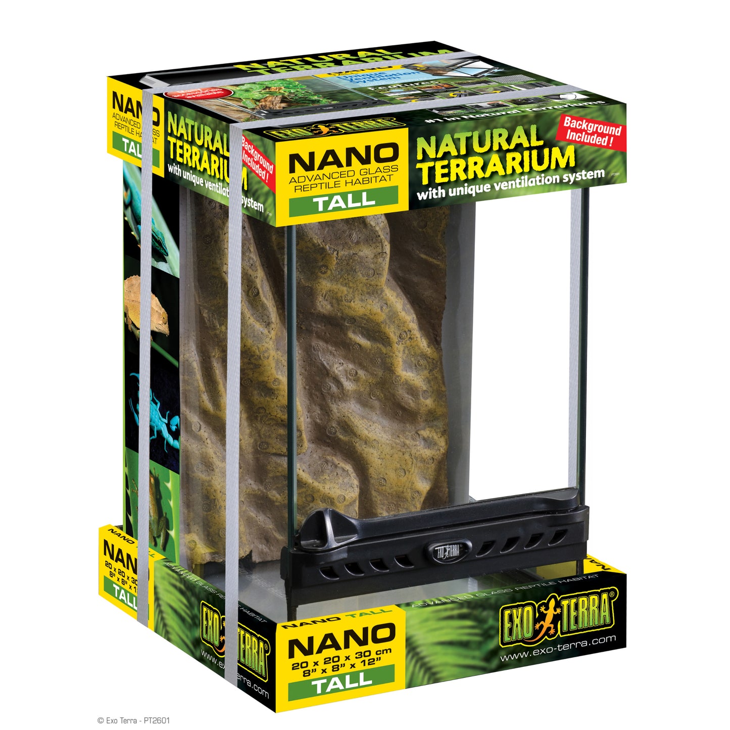 Terrario Nano Tall Exo Terra 20x20x30 cm: Design Erpetologico Europeo, Accesso Facile e Funzionalità Avanzate