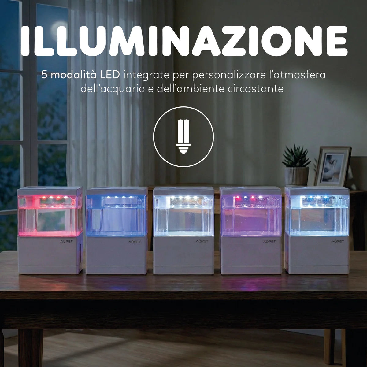 AQPet Hydo Mini Acquario da Scrivania con LED, Filtro e Dock Station | Animal Instinct Roma