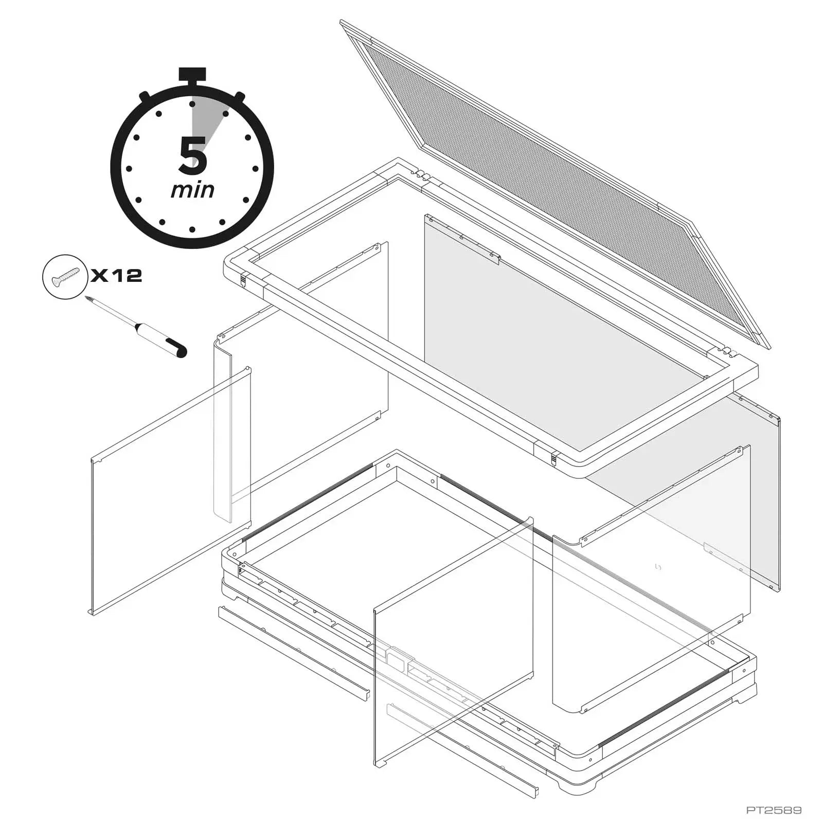 Vista 120 XL 120x60x45 cm | Exo Terra Terrario Panoramico 180° | Animal instinct Roma